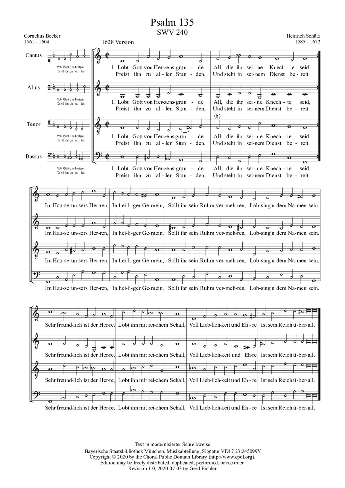 Lobt Gott von Herzensgrunde, SWV 240 - Page 1