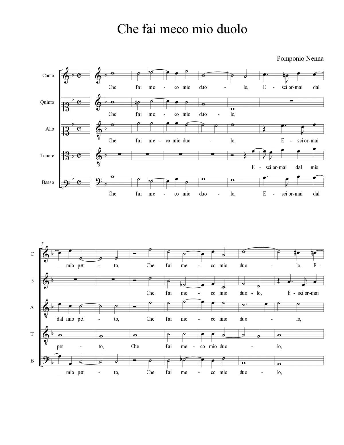 Che fai meco mio duolo - Page 1