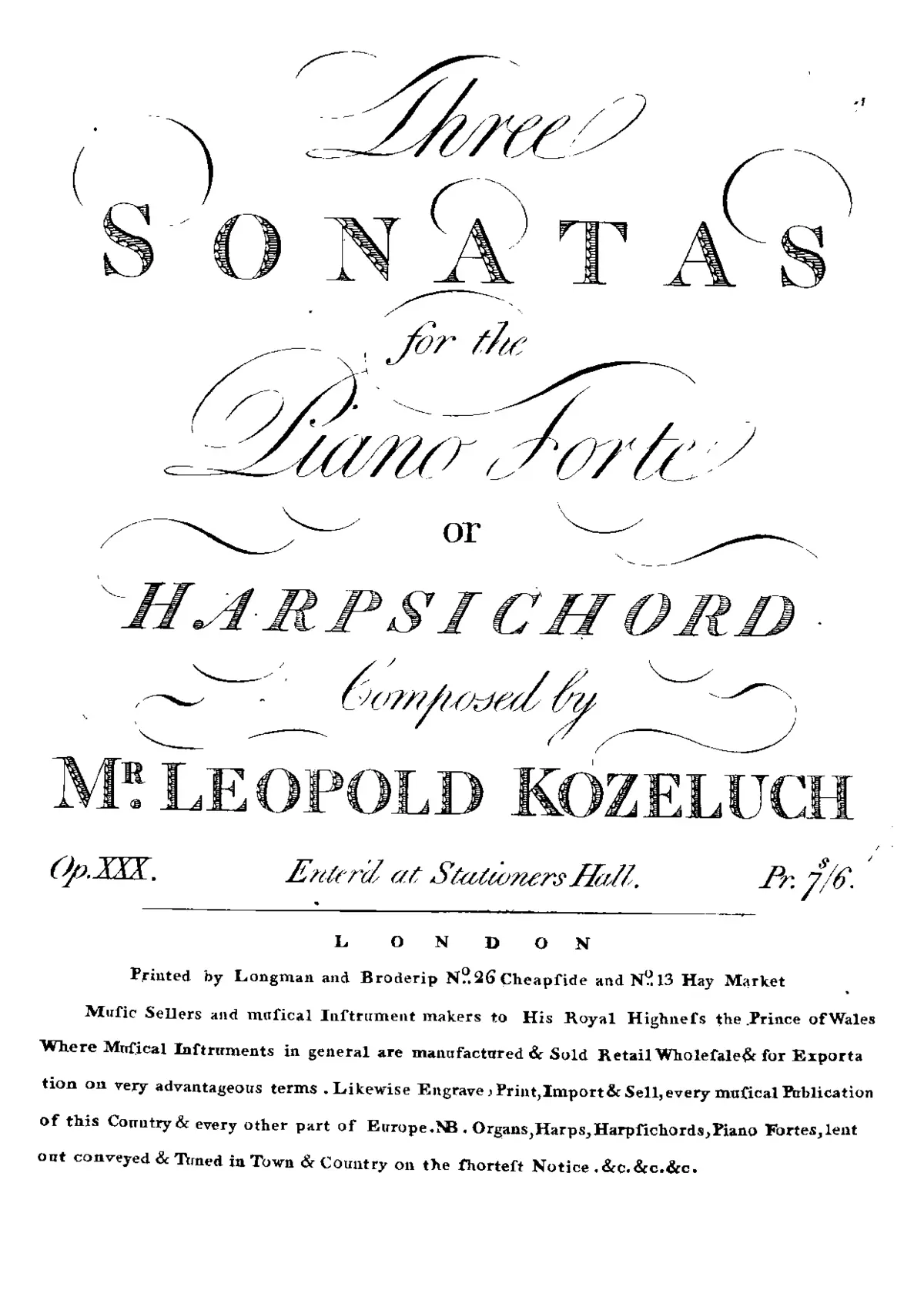 3 Keyboard Sonatas - Page 1
