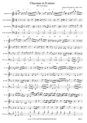 Pez Johann Christoph Chaconne in D minor met Viool partij