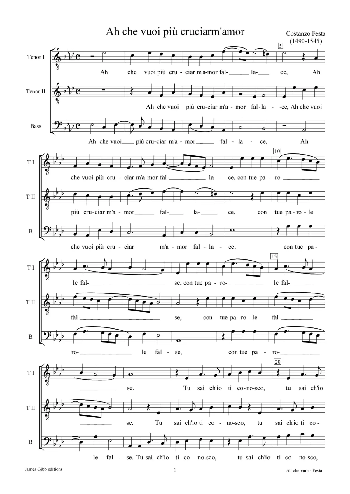 Ah che vuoi più cruciar m'amor - Page 1