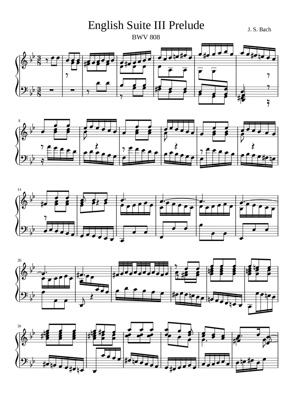 English Suite No.3 in G minor BWV 808 - Page 1