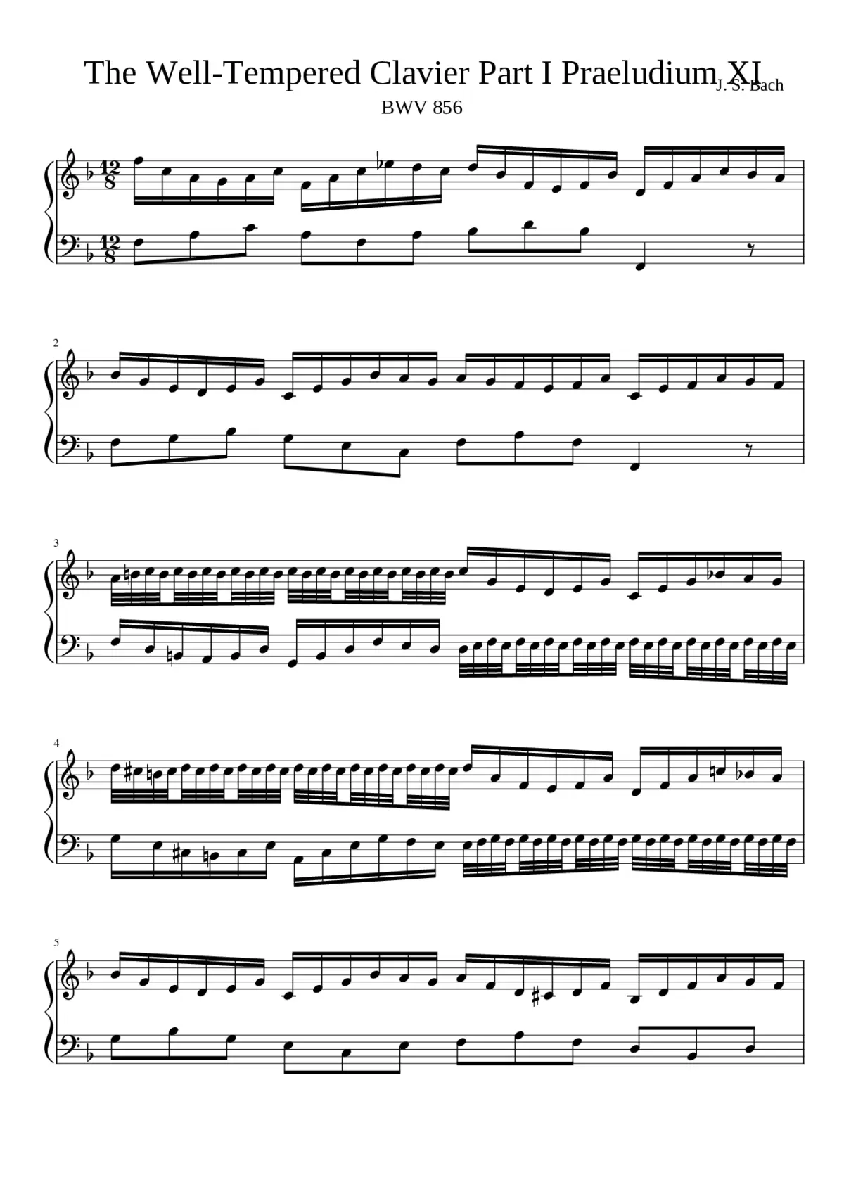 Prelude and Fugue in F major BWV 856 - Page 1