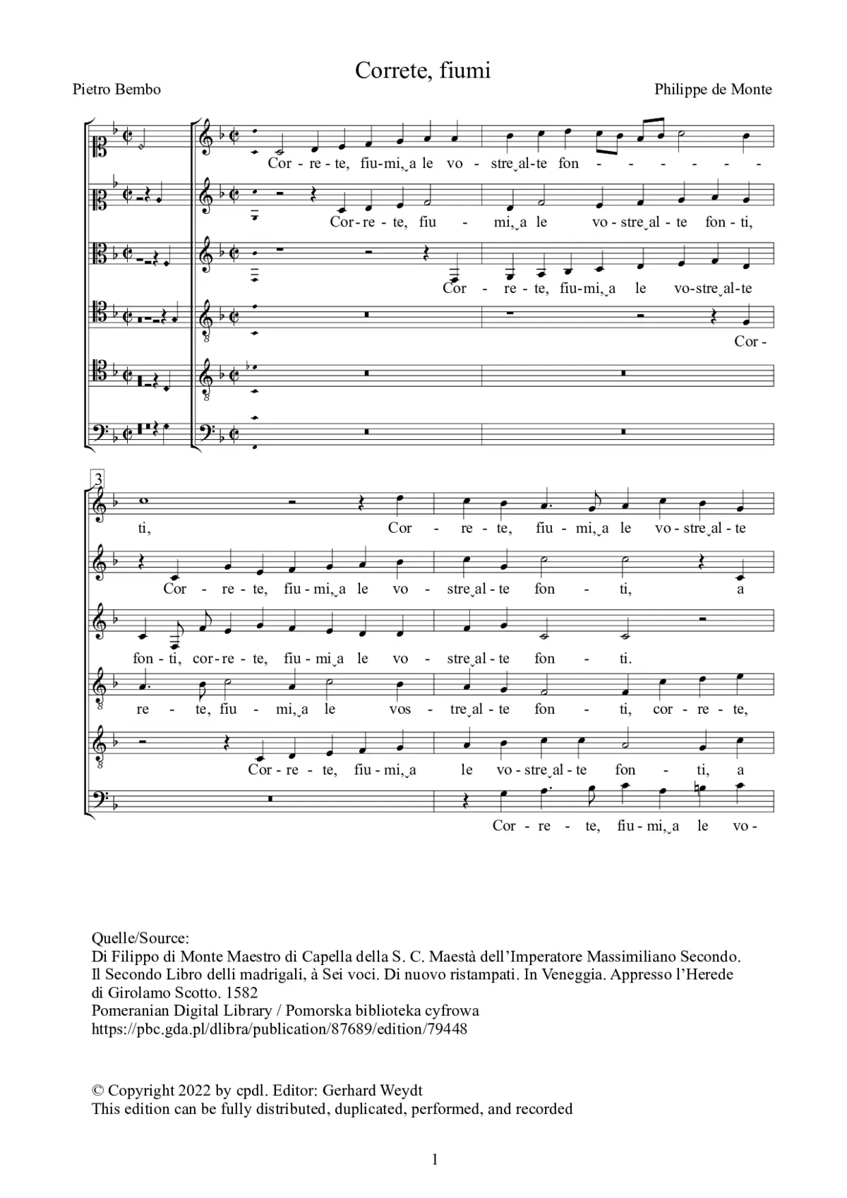 Correte, fiumi, a le vostre alte fonti - Page 1