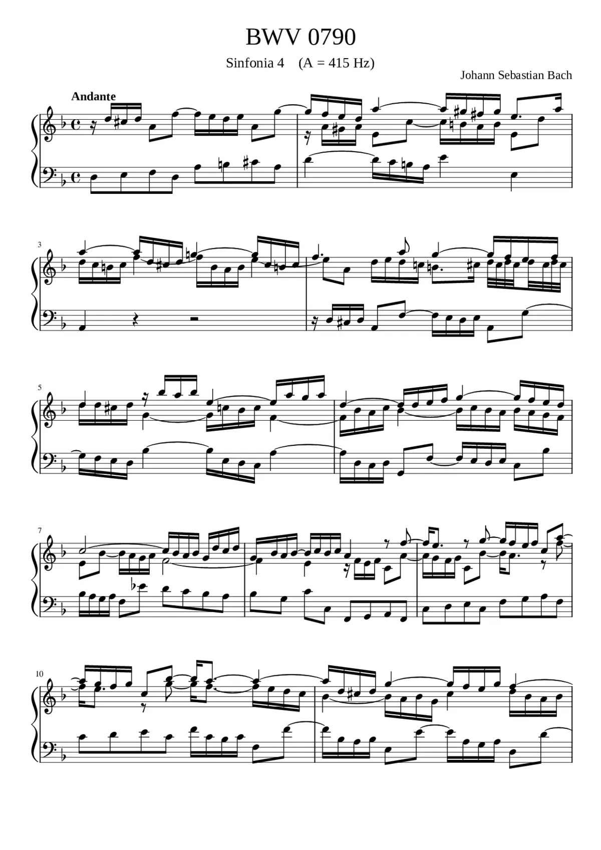Sinfonia in D minor BWV 790 - Page 1