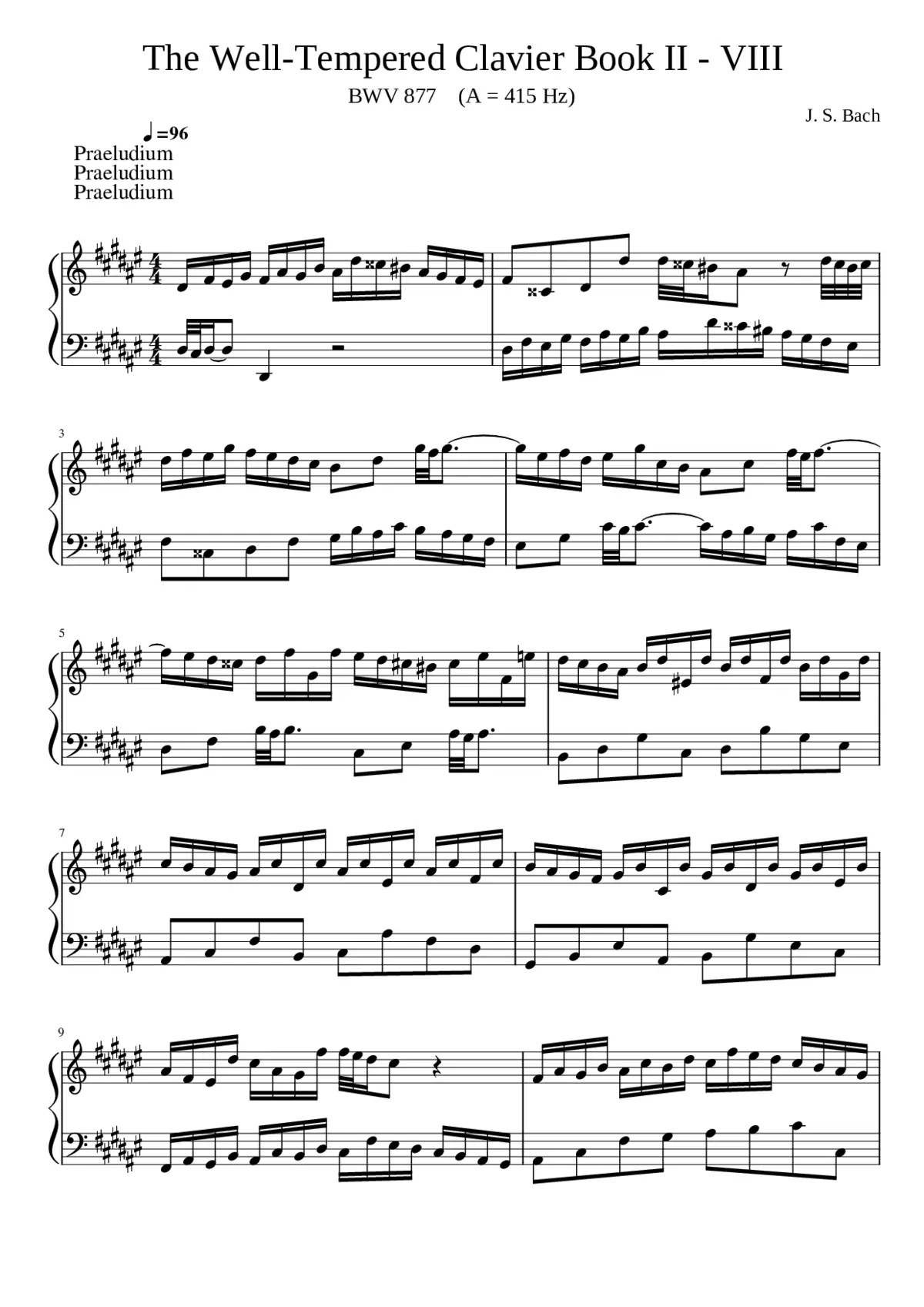 Prelude and Fugue in E-flat minor BWV 877 - Page 1