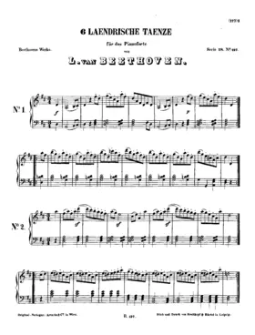 6 Ländler for Two Violins and Bass (Cello)