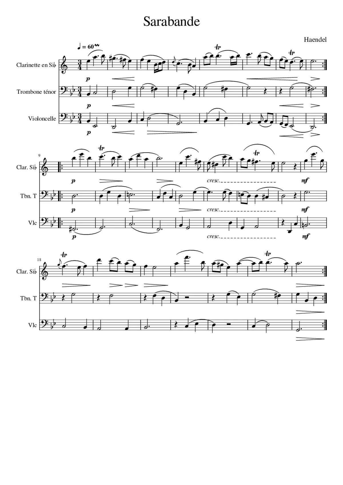 Sarabande de Haendel - Page 1
