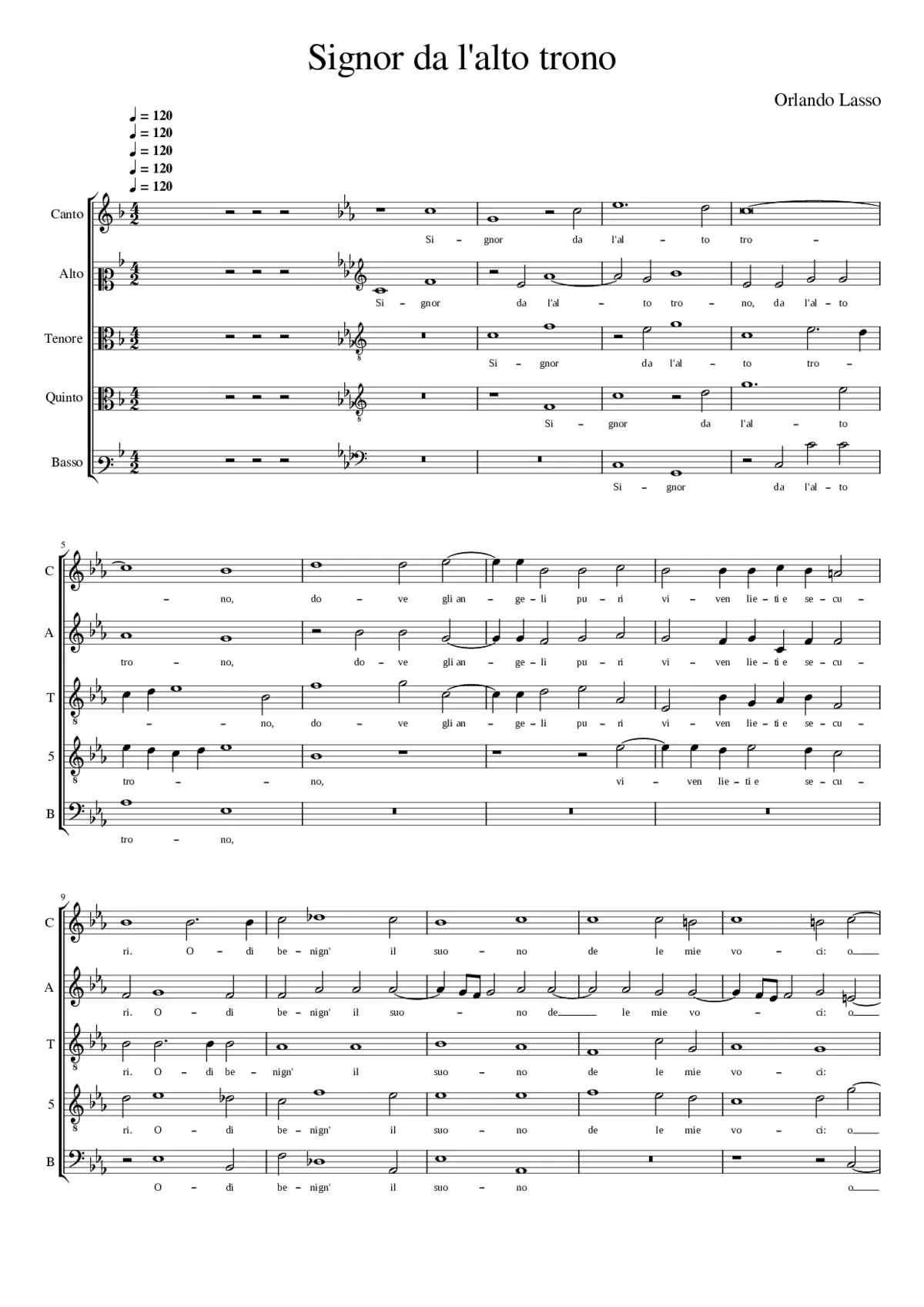 Signor da l'alto trono - Page 1