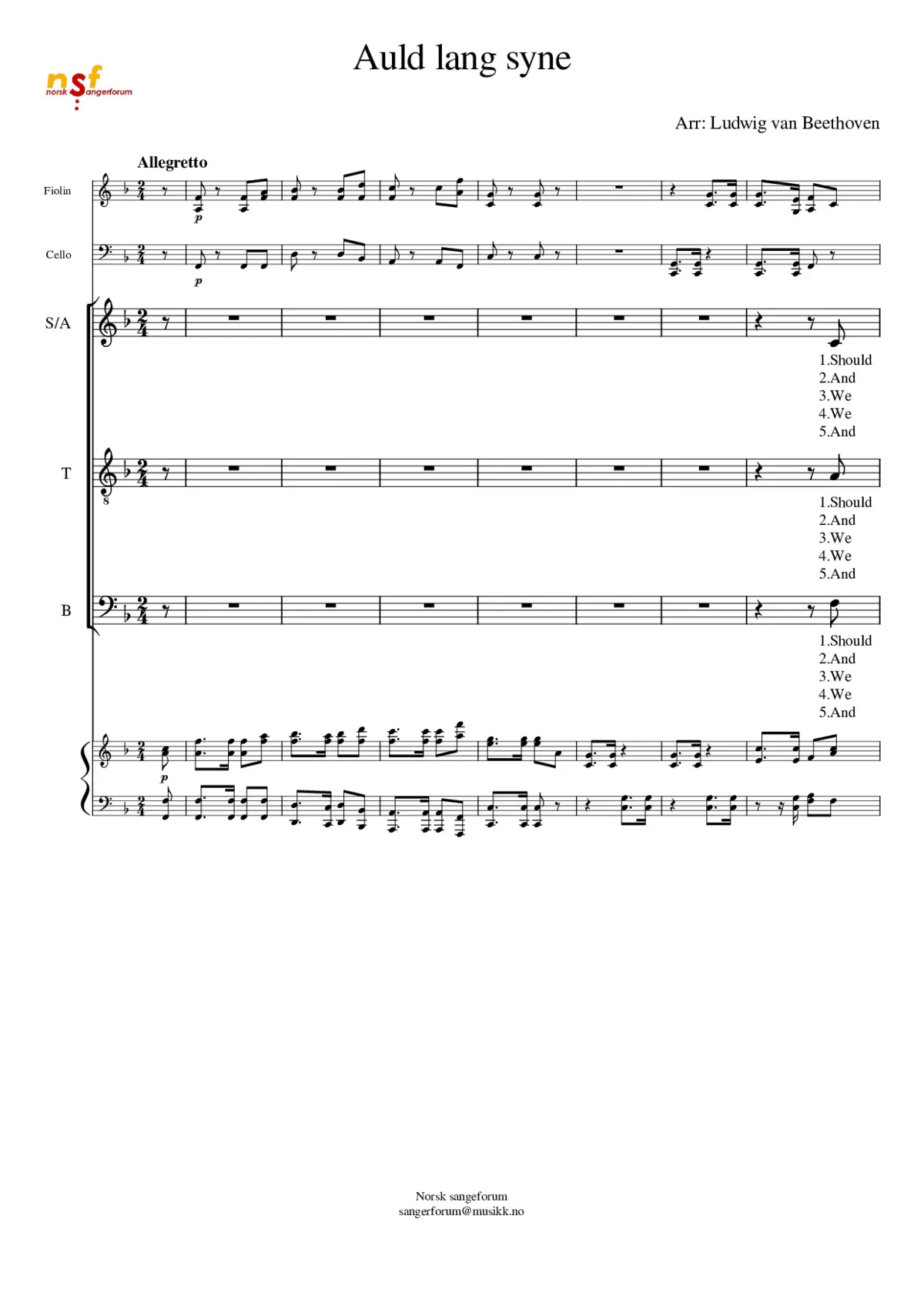 Auld lang syne - Page 1