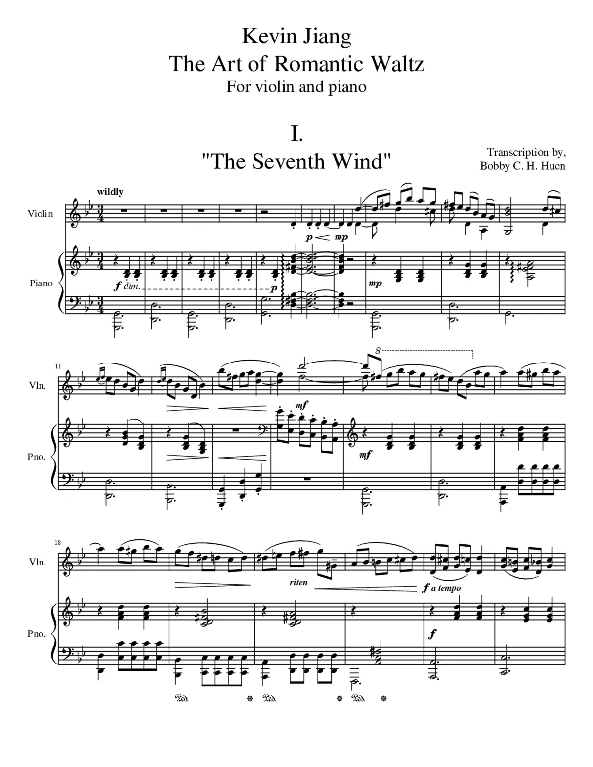 Original arrangement Kevin Jiang's waltzes for violin and piano - Page 1