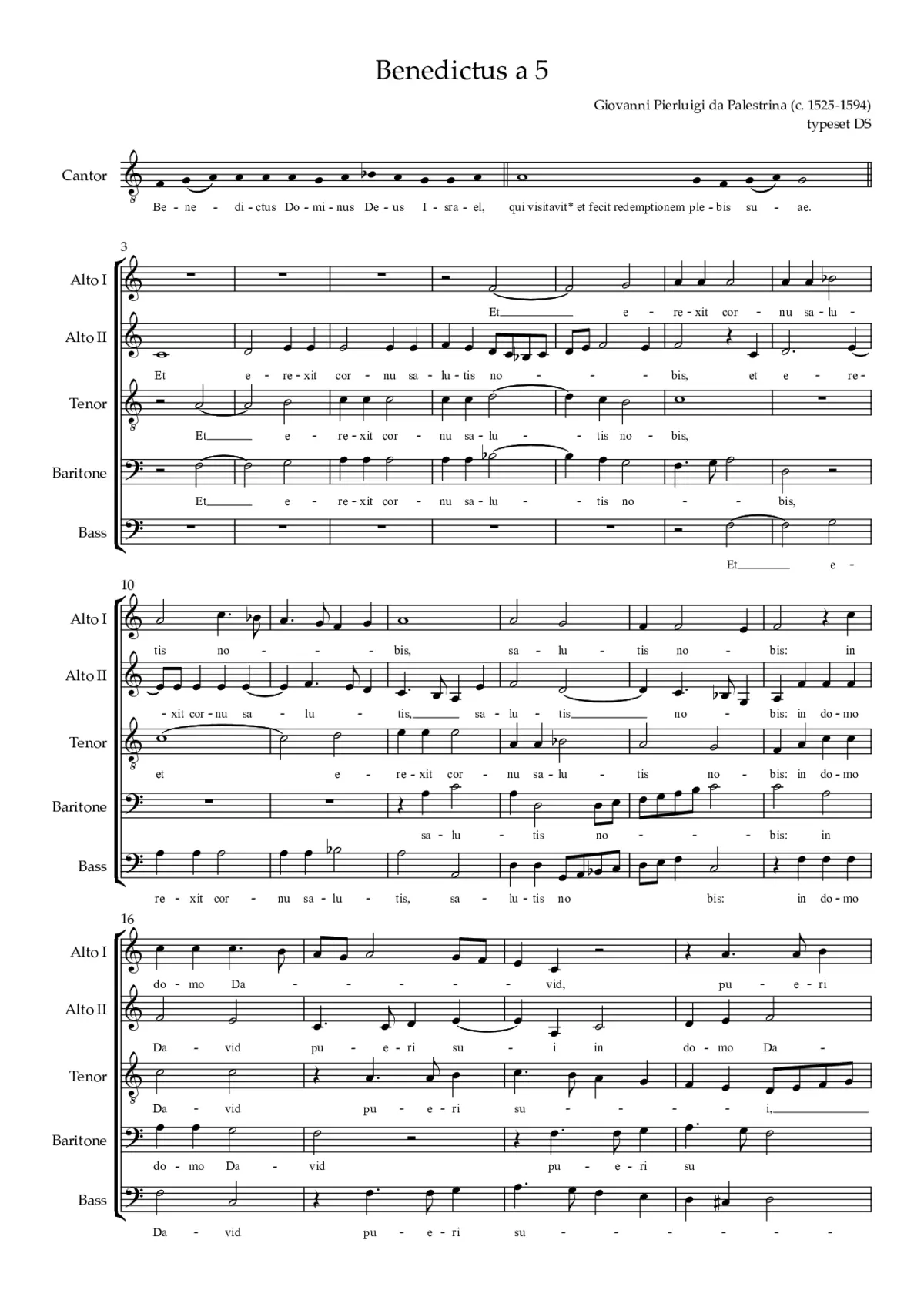 Benedictus Dominus Deus Israel a 5 - Page 1