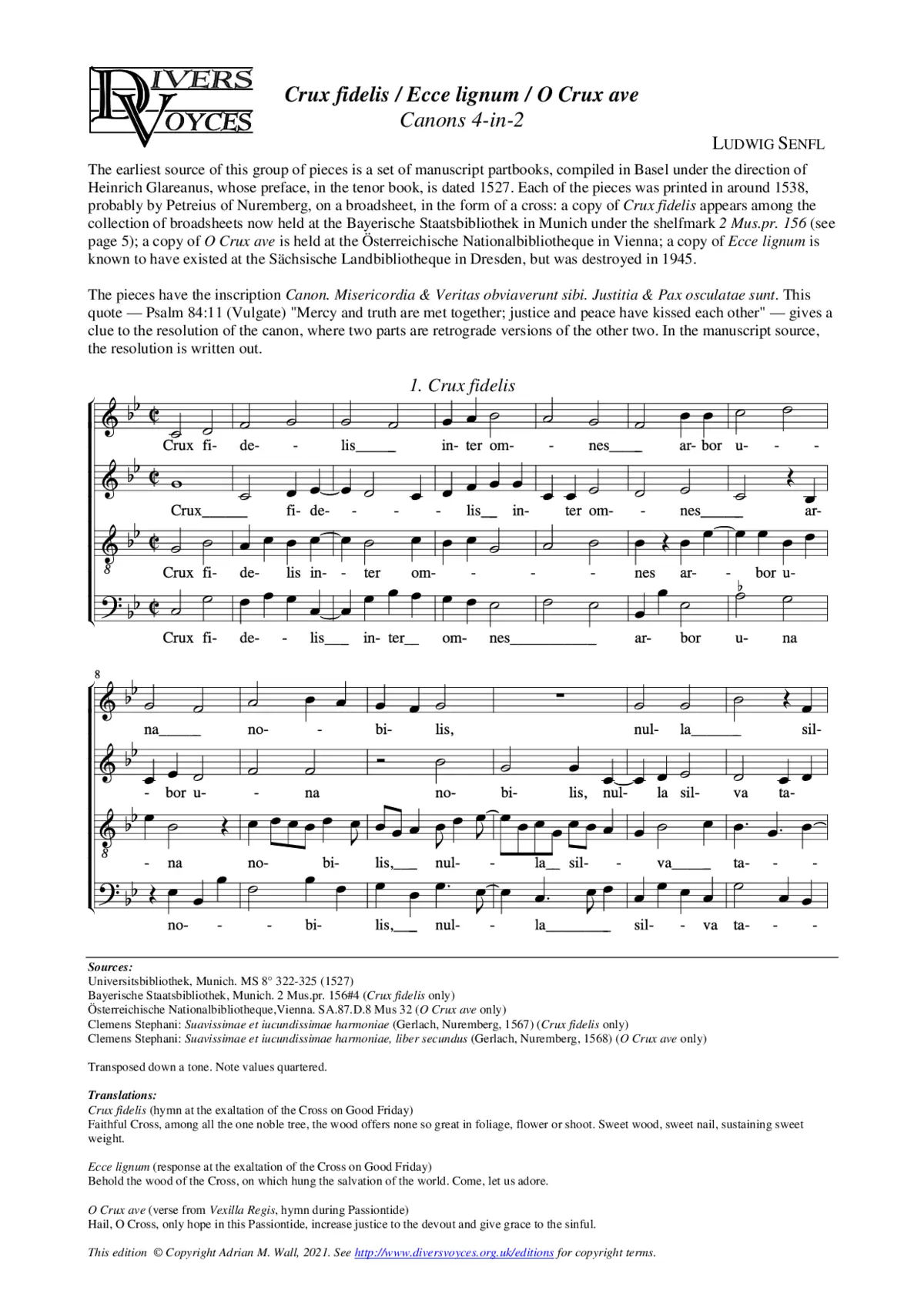Crux fidelis / Ecce lignum / O Crux ave - Page 1