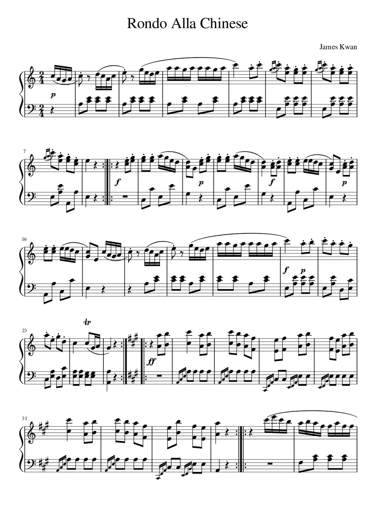 Piano Sonata No. 11 K. 331 (Turkish March) - Page 1