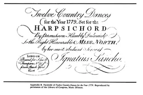 Twelve Country Dances for the Year 1779. Set for the Harpsichord