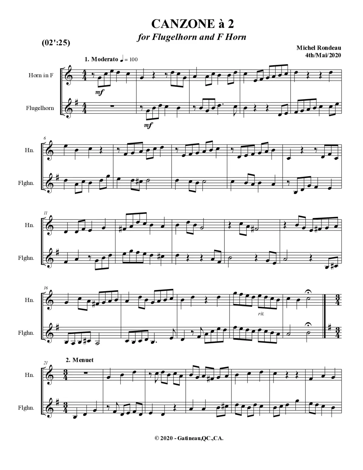 3 Duets for Horn and Flugelhorn - Page 1
