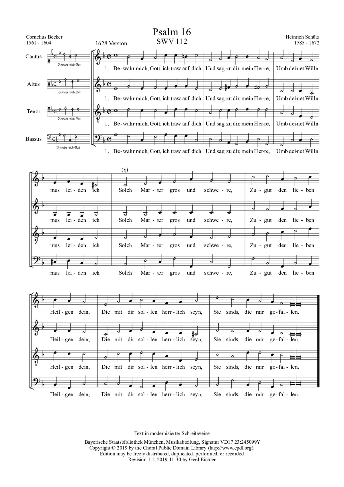 Bewahr mich, Gott, ich trau auf dich, SWV 112 - Page 1
