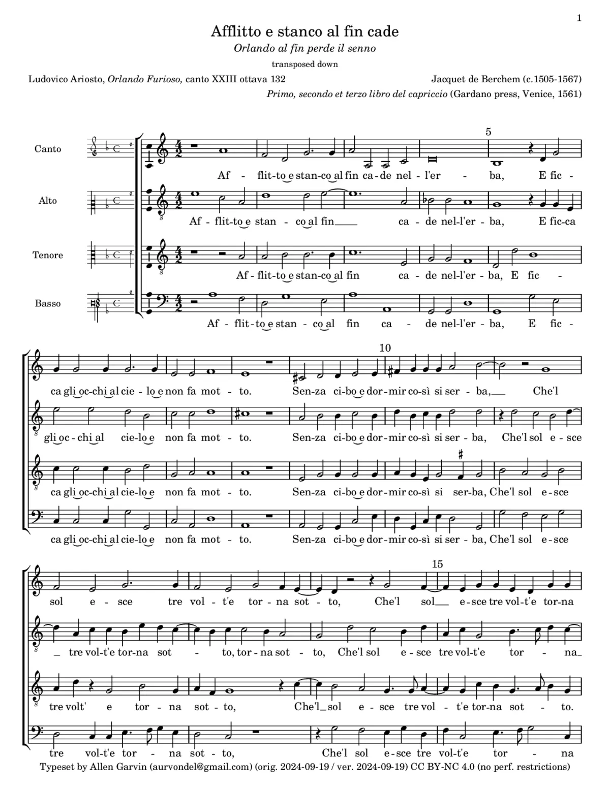 Afflitto e stanco al fin cade - Page 1