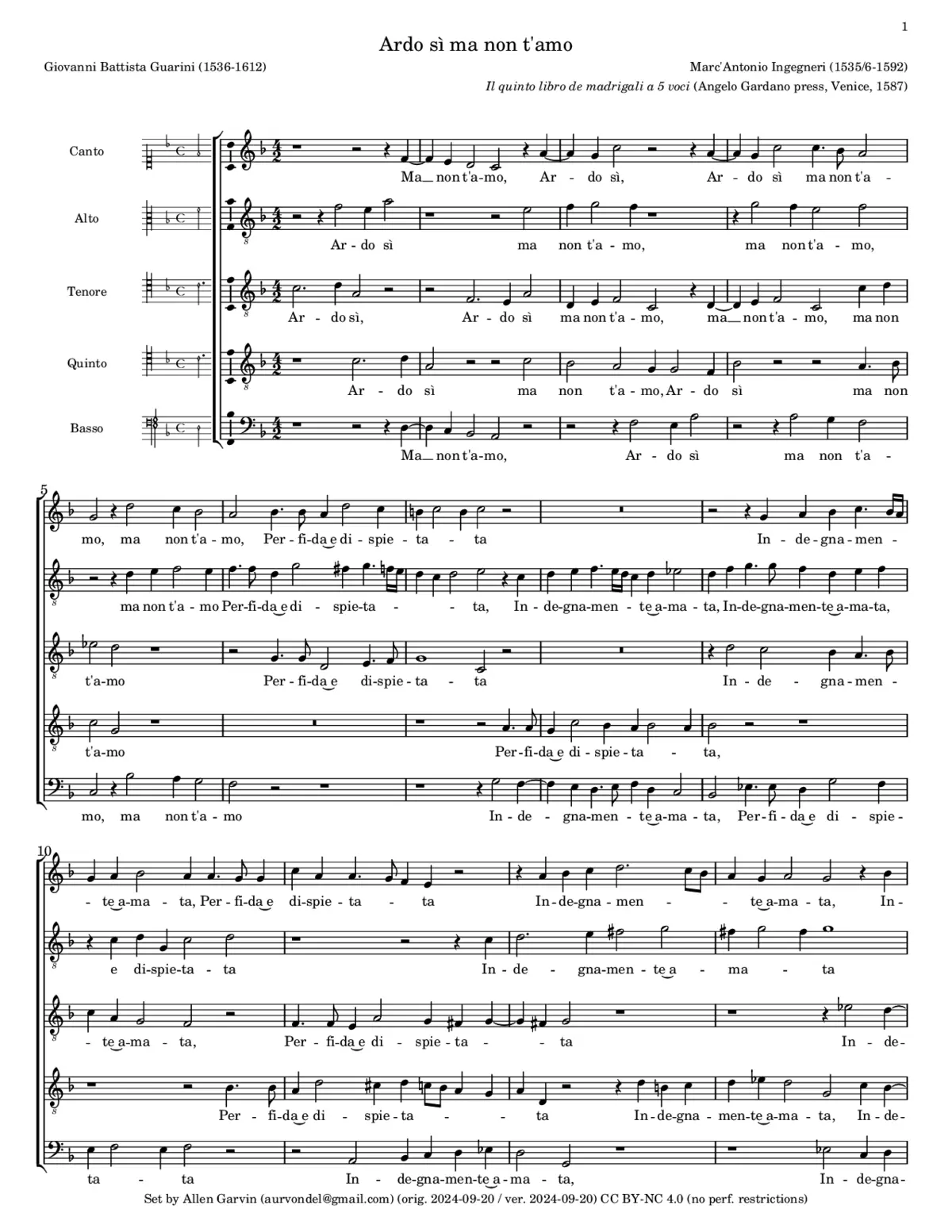 Ardo sì, ma non t'amo - Page 1