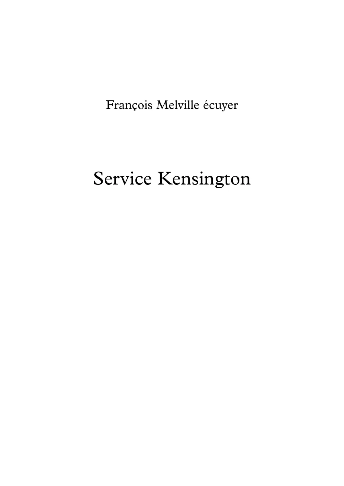 Kensington Service - Page 1