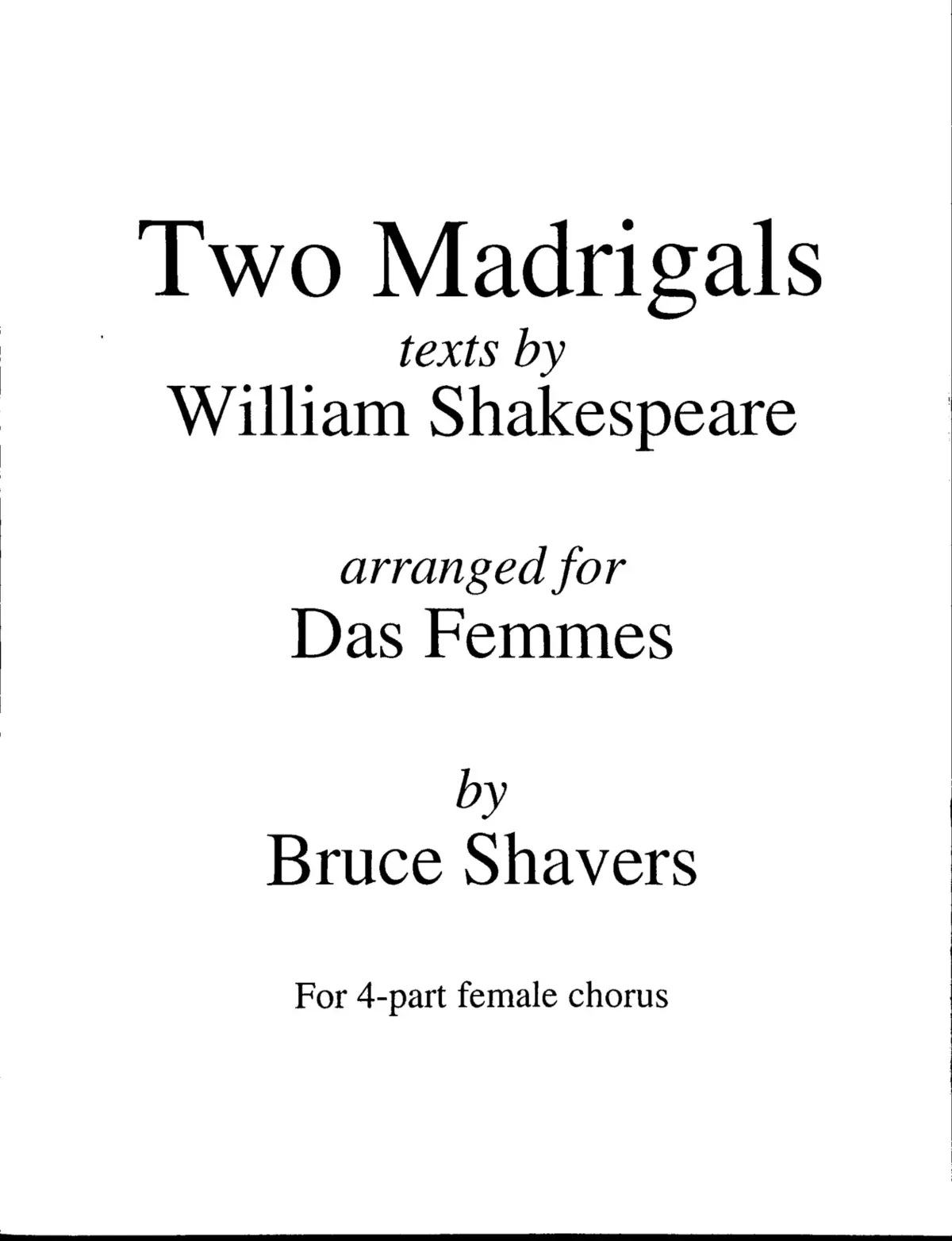 Two Madrigals on texts by William Shakespeare - Page 1