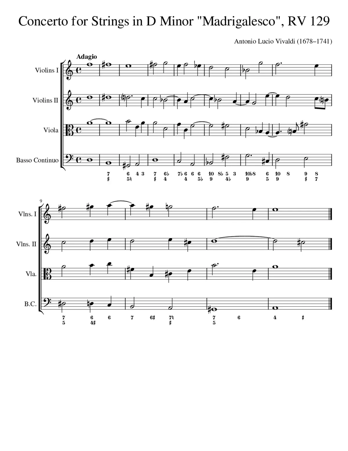 Concerto for Strings in D minor RV 129 - Page 1