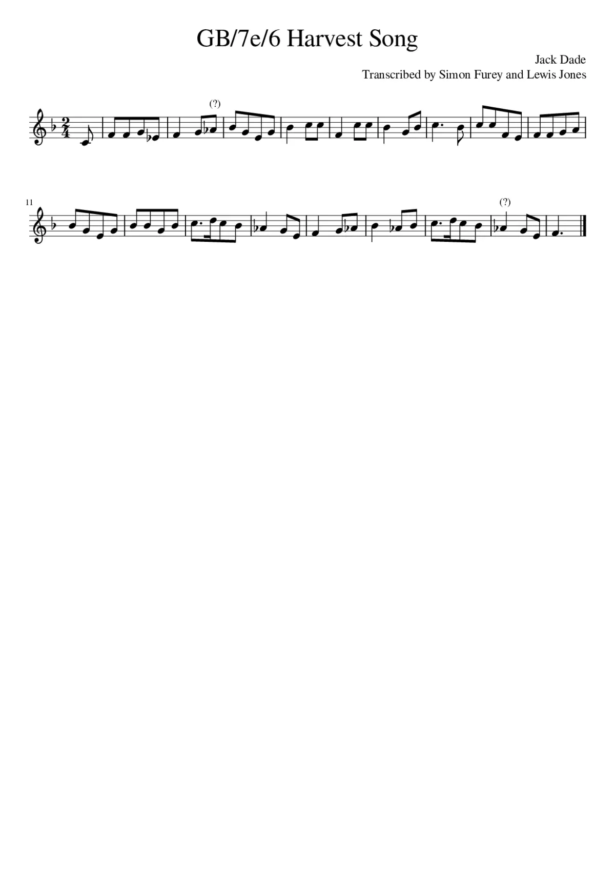GB/7e/6 Harvest Song - Page 1
