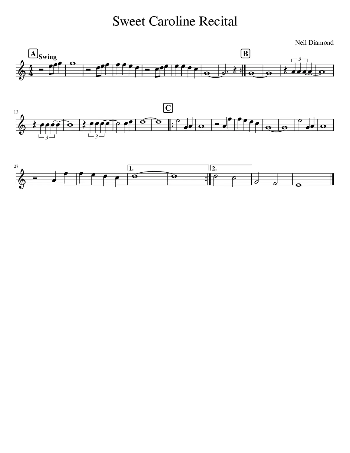 Sweet Caroline Recital - Page 1