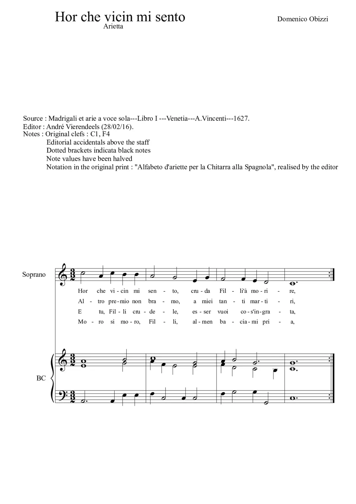 Hor che vicin mi sento - Page 1