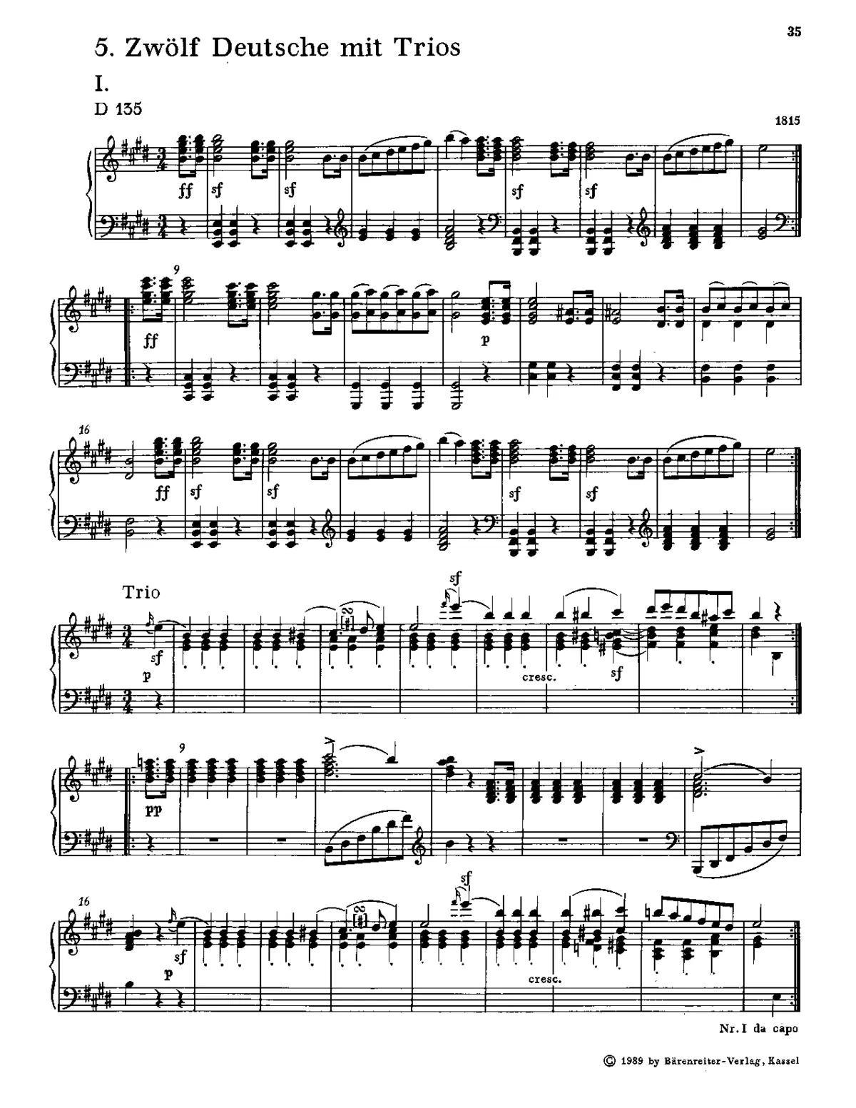 German Dance with Trio in E major - Page 1