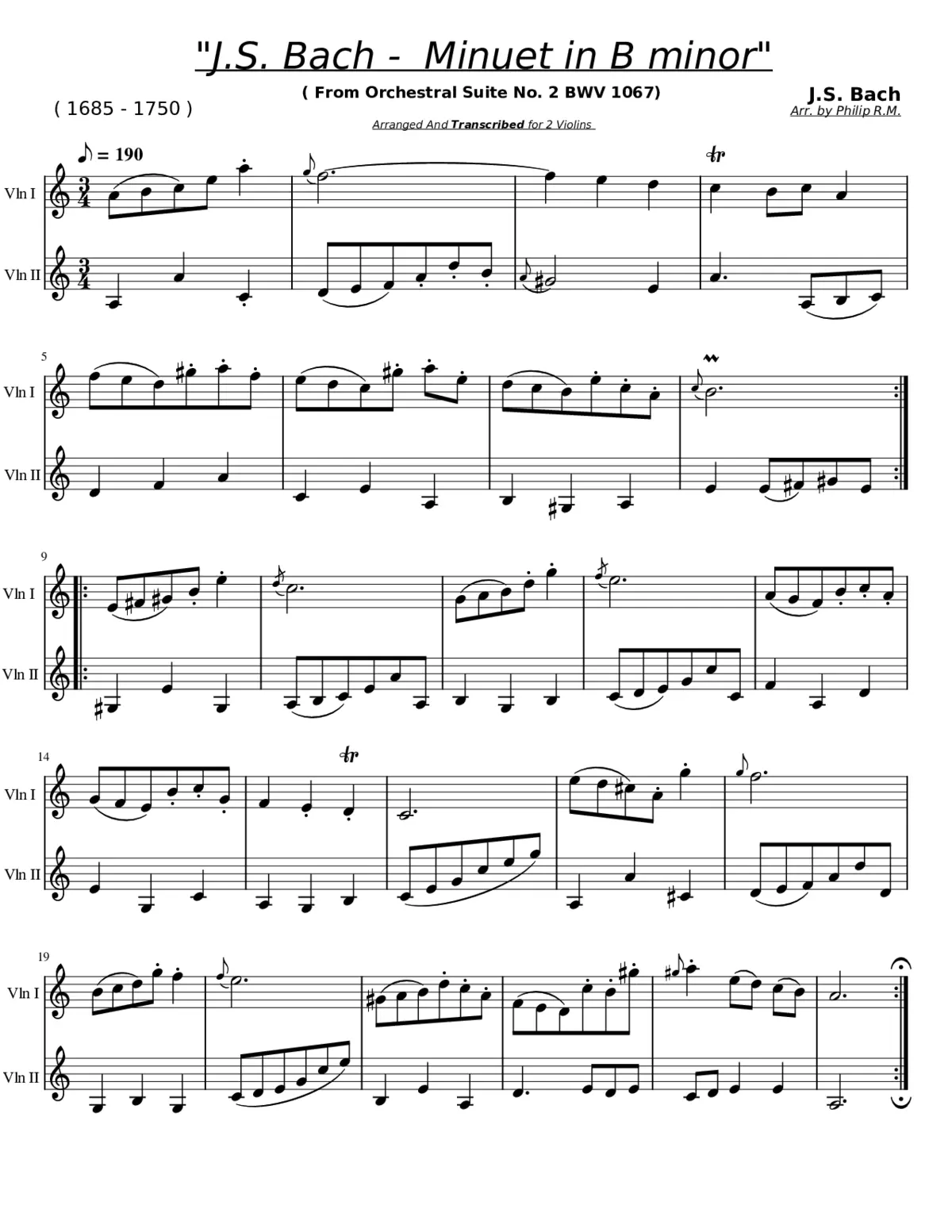 orchestral suite no 2 in b minor bwv 1067 - menuet - Page 1