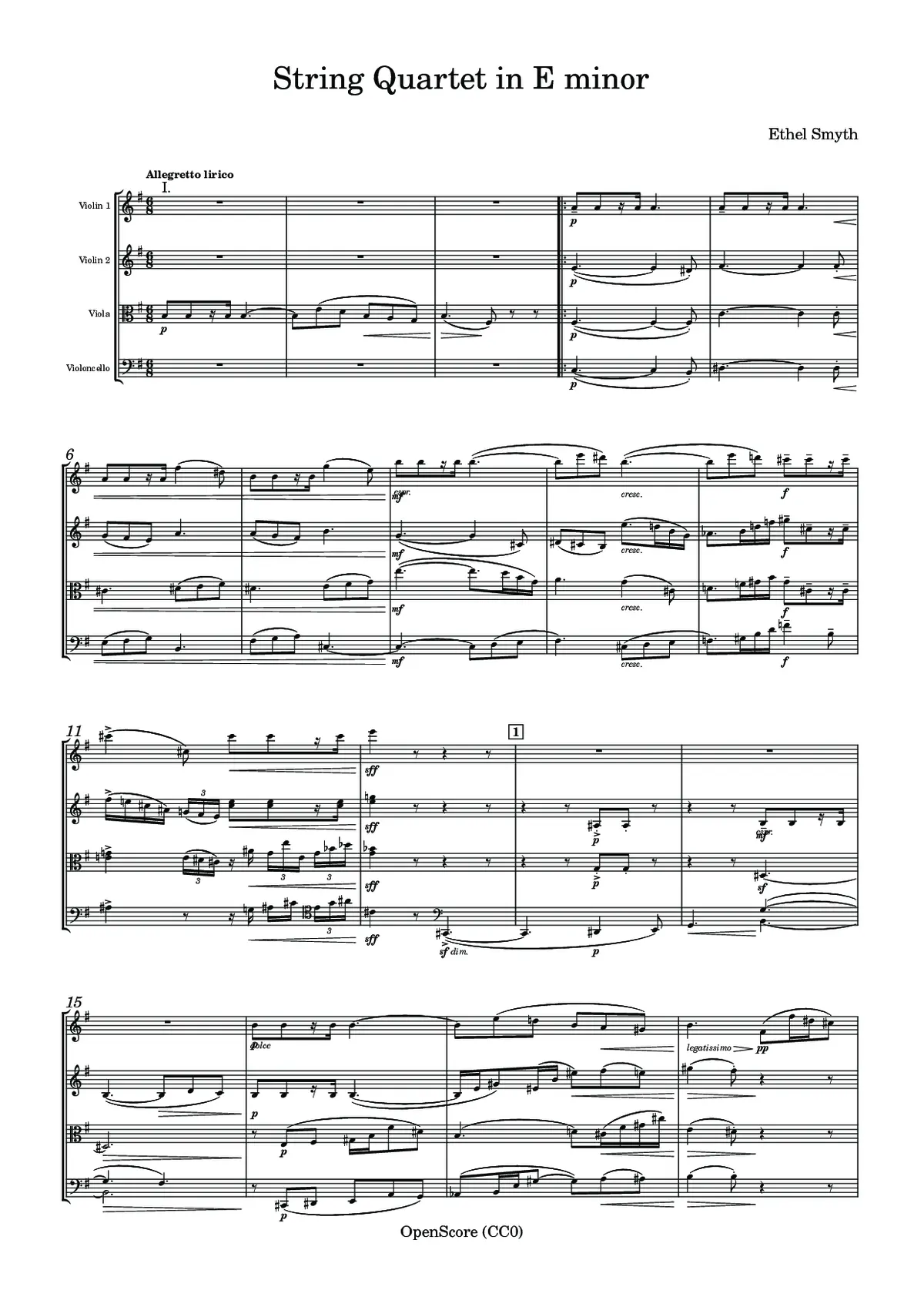 String Quartet in E minor - Page 1