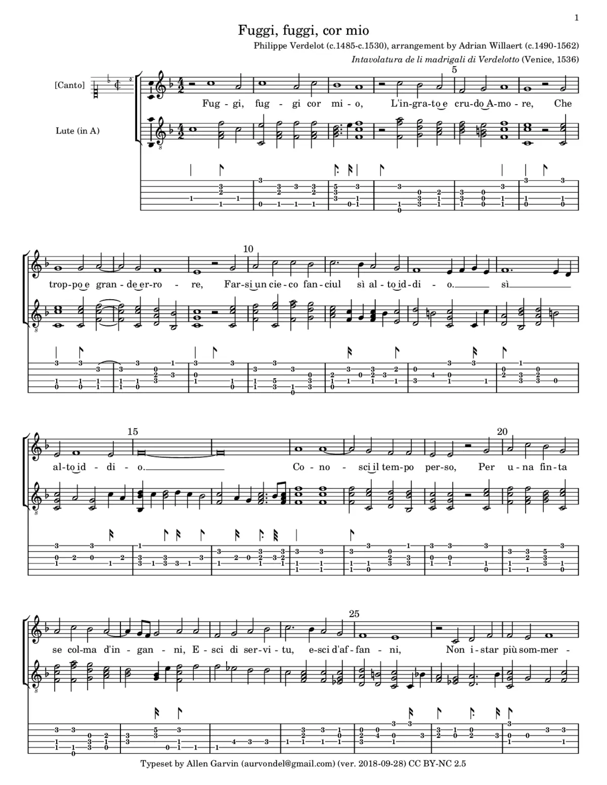 Fuggi, fuggi, cor mio - Page 1