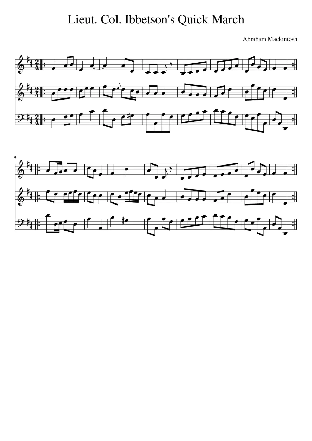 Lieut. Col. Ibbetson's Quick March - Page 1