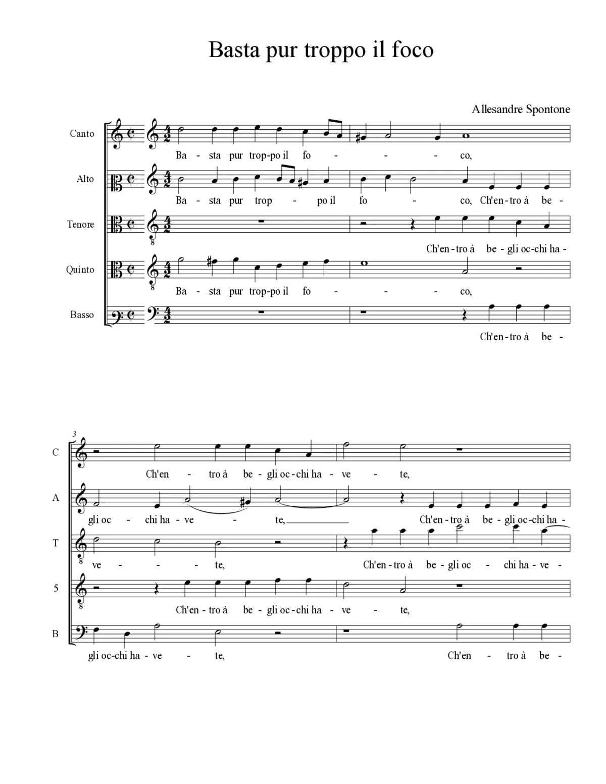 Basta pur troppo il foco - Page 1