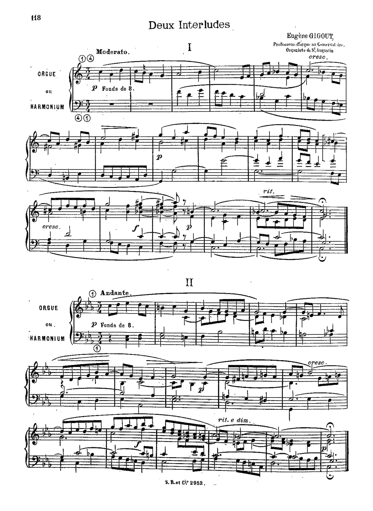 Deux Interludes pour orgue ou harmonium - Page 1