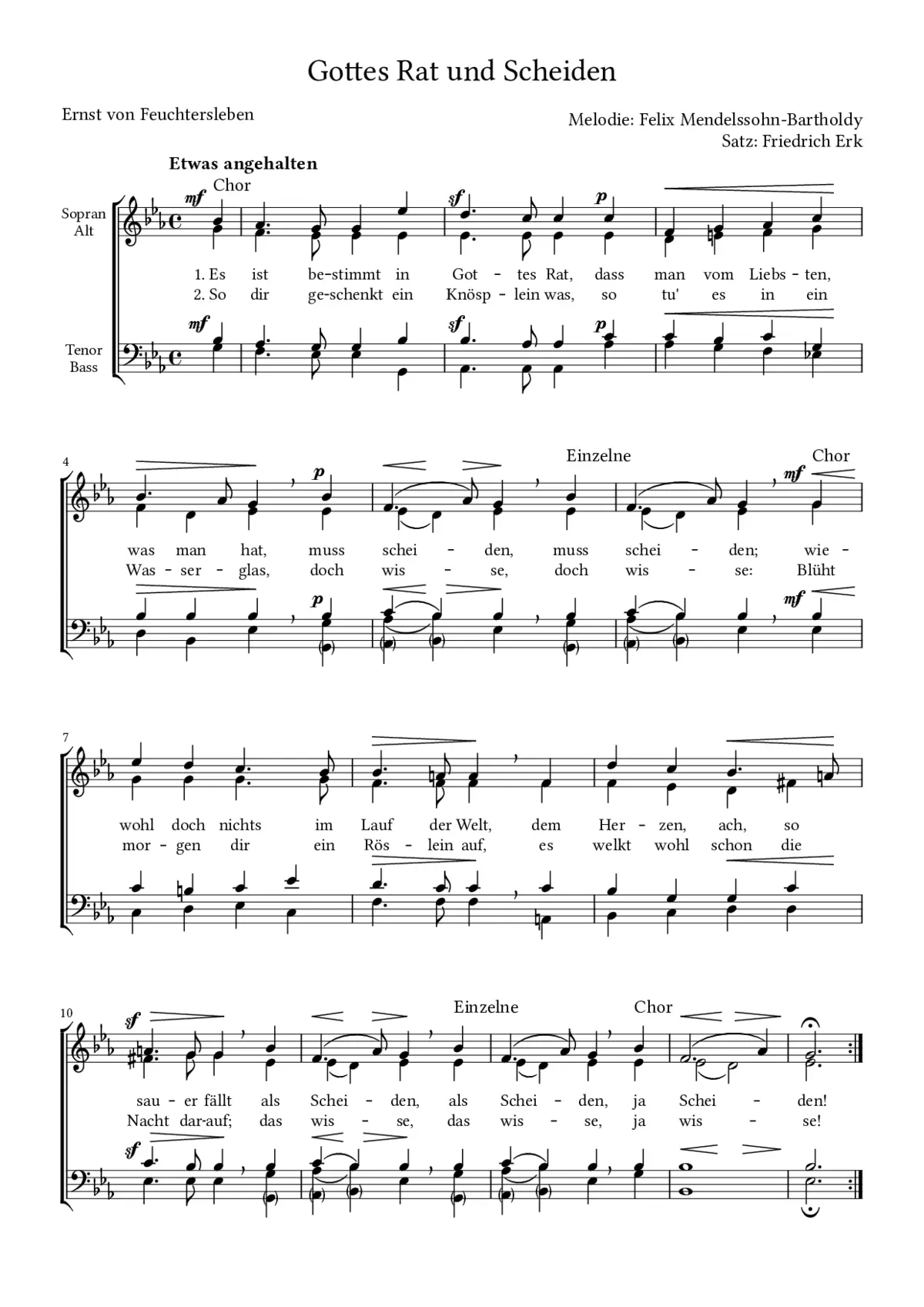 Es ist bestimmt in Gottes Rat - Chorsatz - Page 1