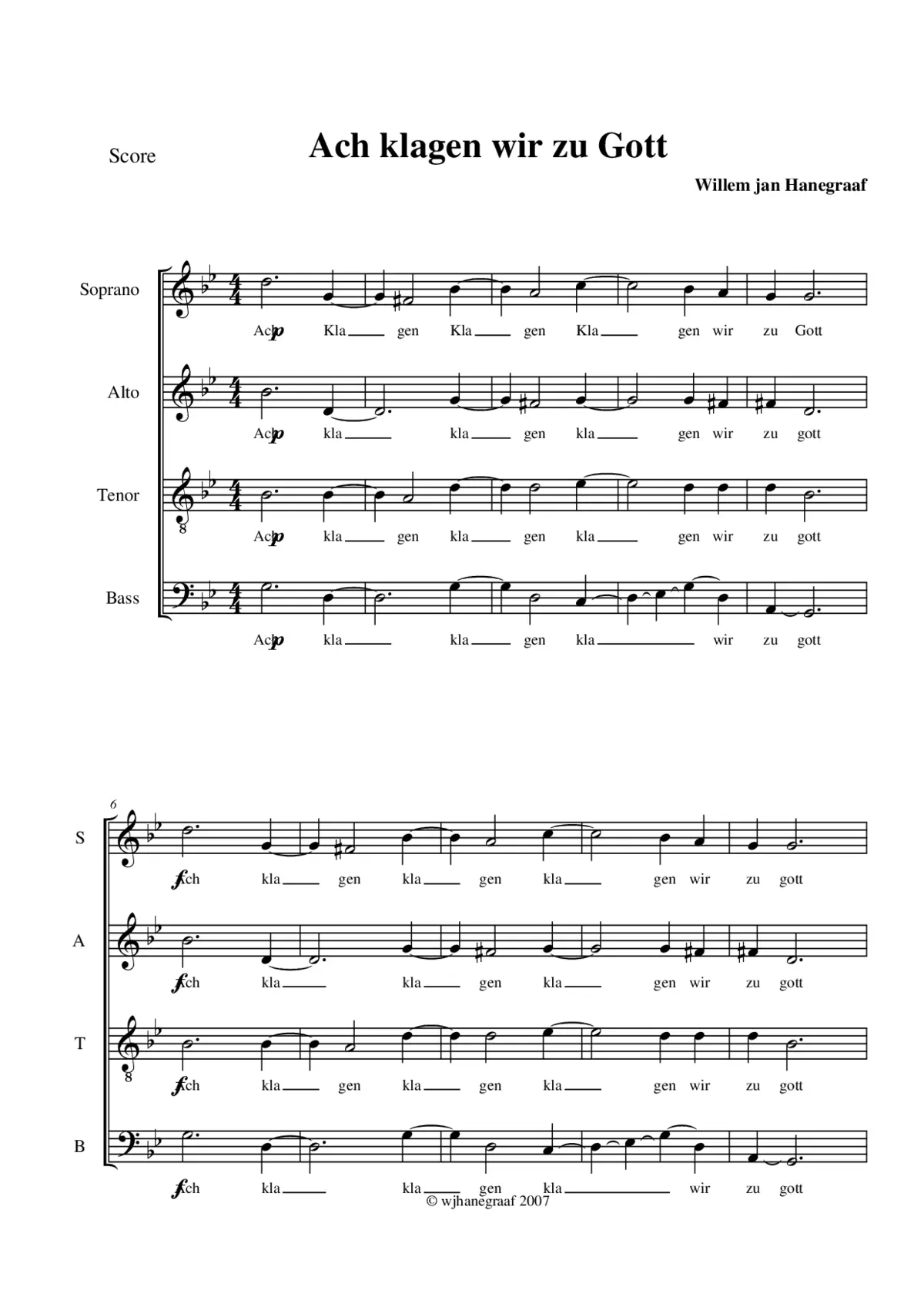 Ach klagen wir zu Gott - Page 1