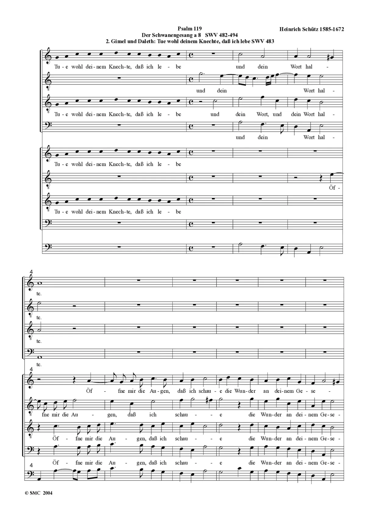Der Schwanengesang a 8 (Gimel und Daleth: Tue wohl deinem Knechte, dass ich lebe) - Page 1