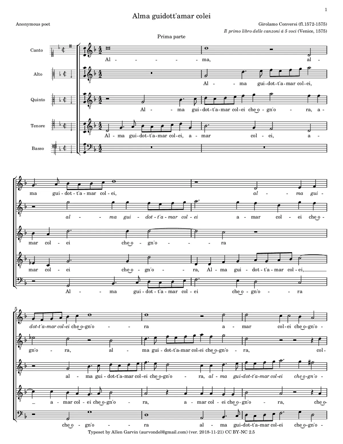 Alma guidott' amar colei - Page 1