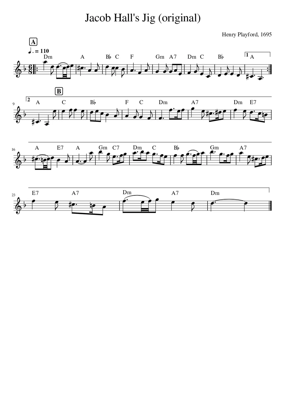 Jacob Hall's Jig (original) - Page 1
