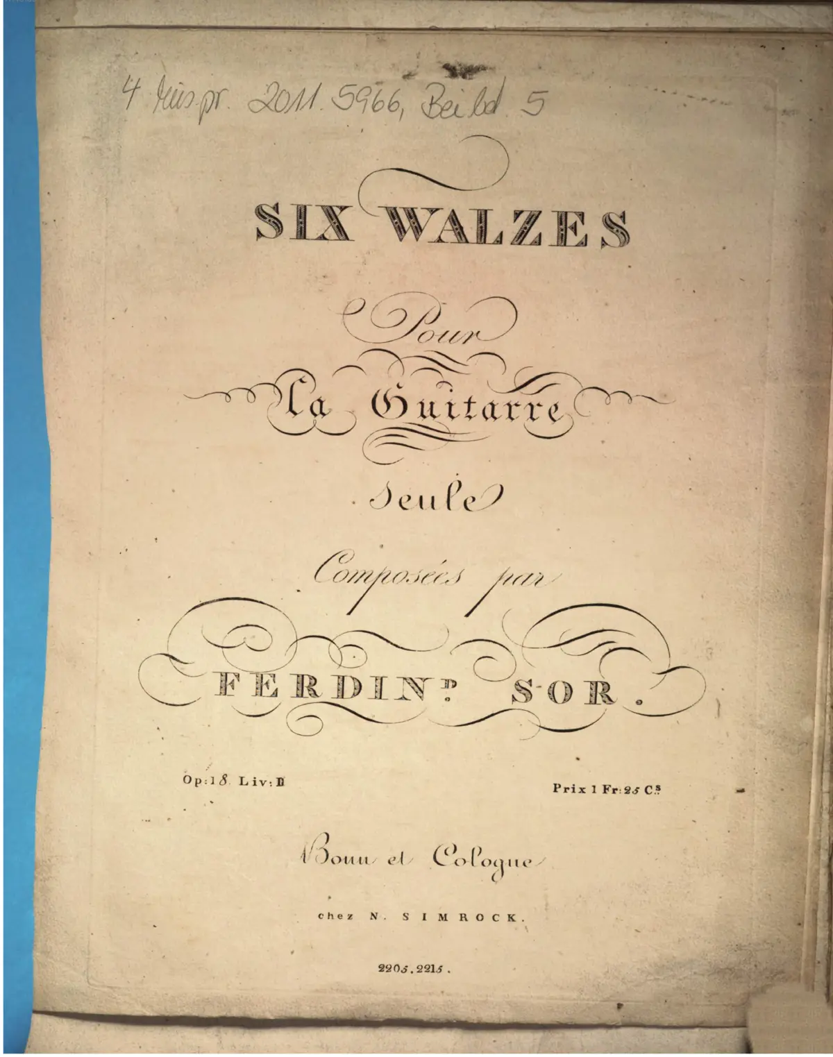 Six Valtzes pour guitare seule 2e livre - Page 1
