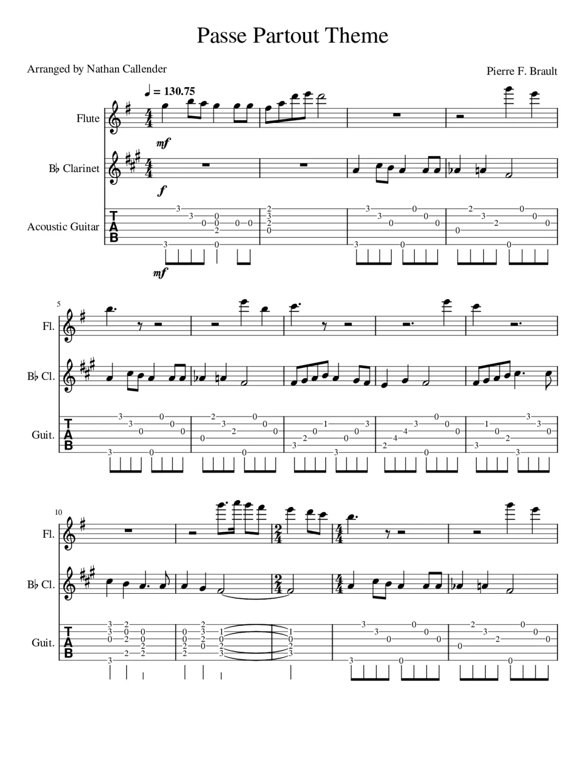 Chanson-thème (Cannelle) Passe-Partout - Page 1