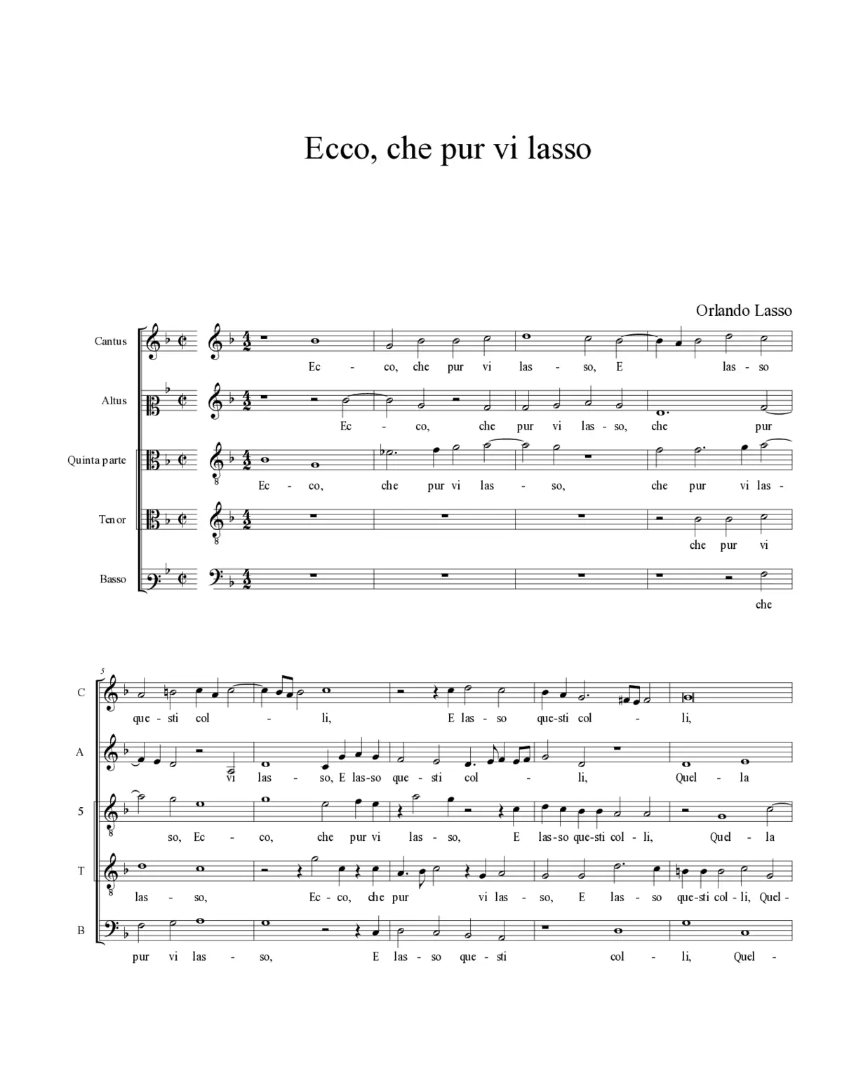 Ecco che pur vi lasso - Page 1