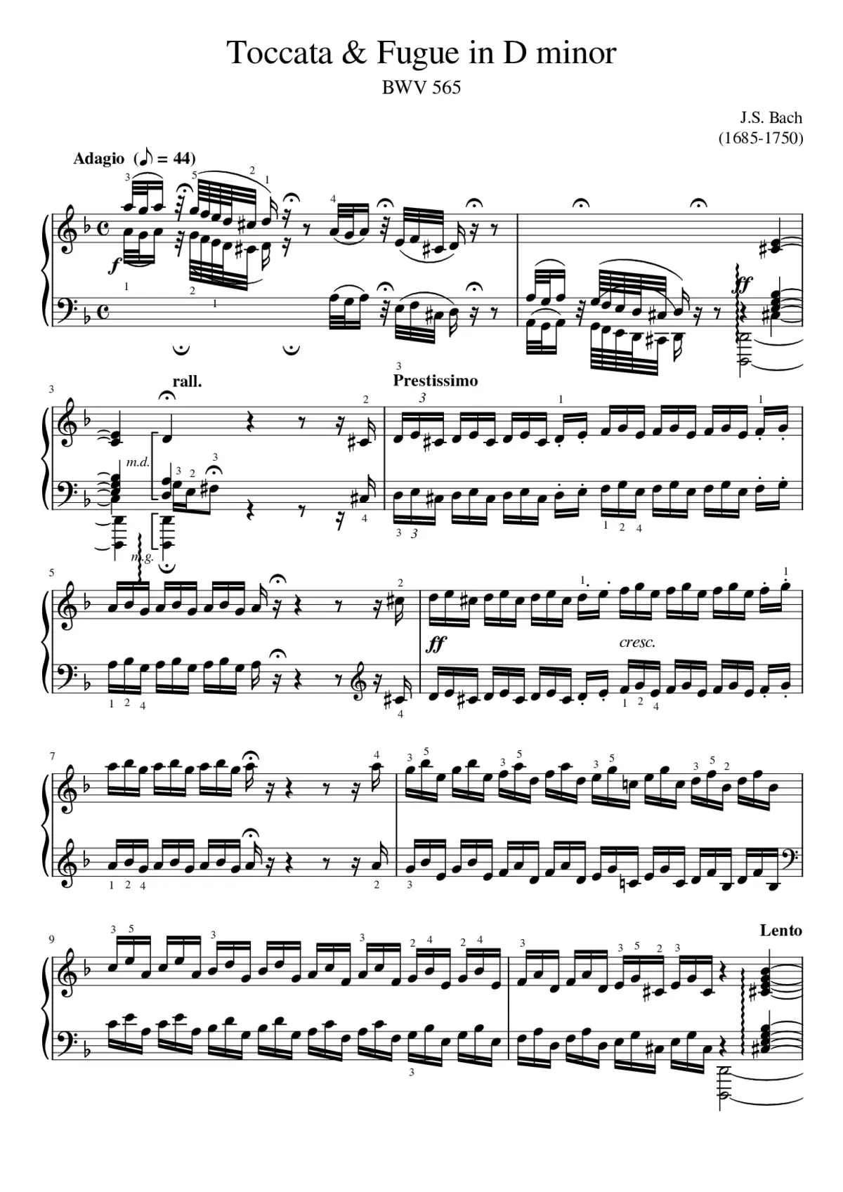 Toccata and Fugue in D minor BWV 565 - Page 1