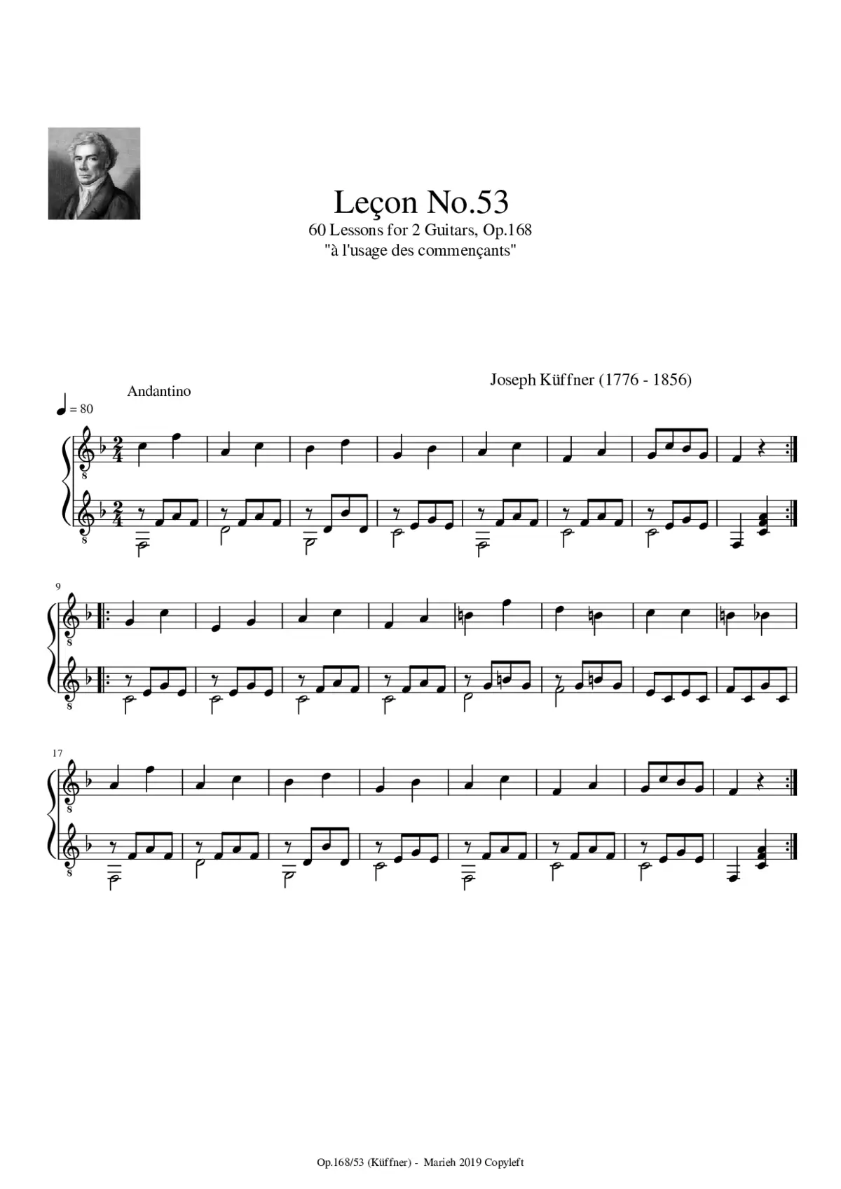 60 Lessons for 2 Guitars Op.168 - Page 1