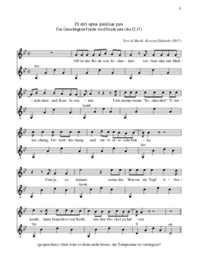 Et erit opus justitiae pax - Der Gerechtigkeit Frucht wird Friede sein