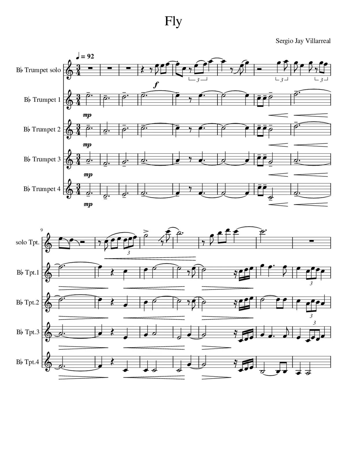 Fly-short trumpet quintet - Page 1