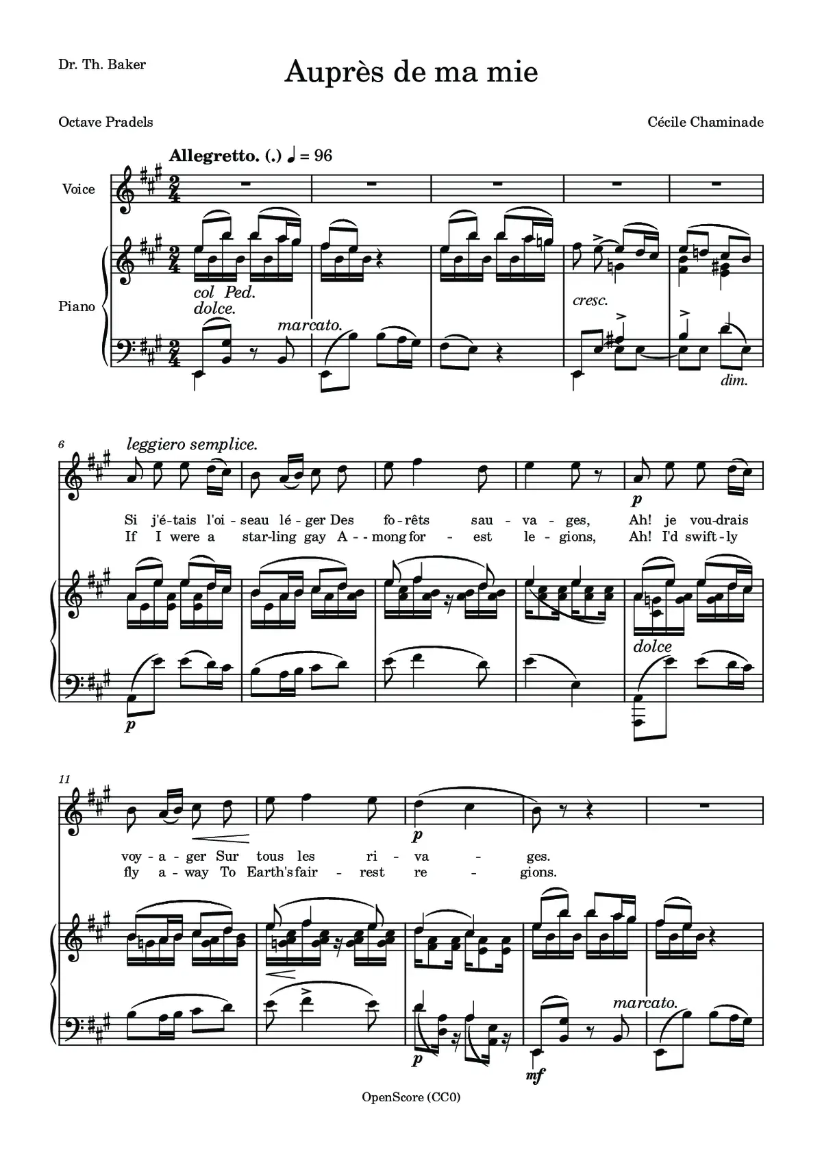 Auprès de ma mie - Page 1