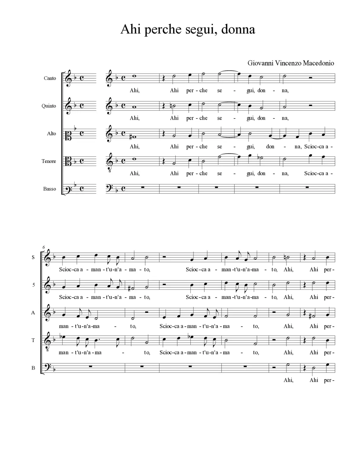 Ahi perche segui, donna - Page 1